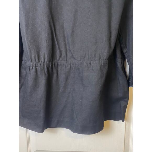 Bob Mackie Wearable Art Women's Black Cotton Scalloped Eyelet Tie Cardigan Large - Picture 5 of 9